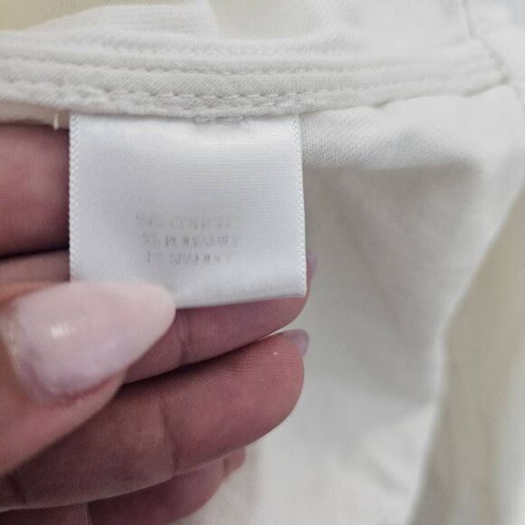 Eileen Fisher Jacket Womens Medium White Denim Button Front Pockets - Picture 7 of 7